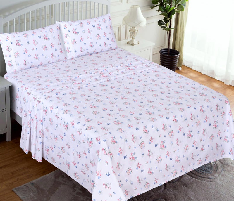 RUVANTI 100% Cotton King Size Sheets Set  4 Pieces  Soft & Breathable Percale Weave Bedding  Deep Pocket 16""  Hotel Standard  Crisp Cool Feel  Durable  Perfect Floral Bed Sheet  Funa Flora - Image 2